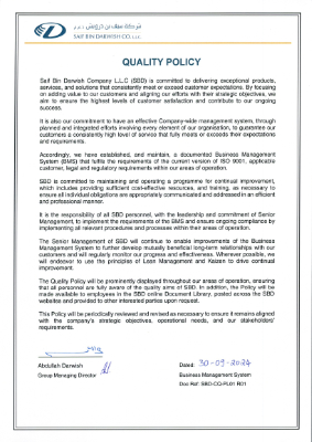 SBD Quality Policy